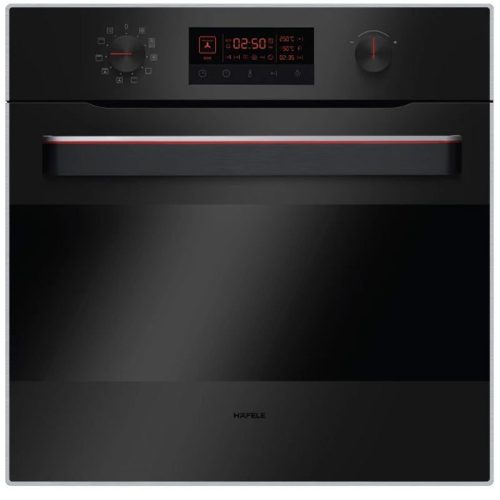 Hafele 535.02.611 – Lò nướng âm tủ kính đen, 3 lớp cách nhiệt, vệ sinh hơi nước, màn hình LCD 7 Lò nướng Hafele 535.02.611