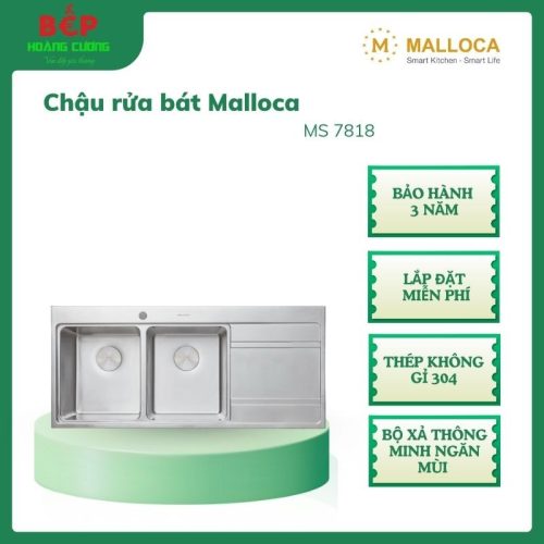 Malloca MS 7818 chậu inox cao cấp, chống ồn, chống ngưng tụ, bền đẹp cho gian bếp