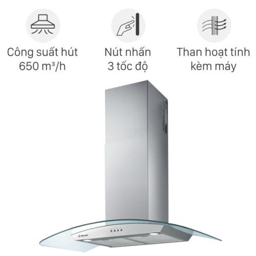 Máy khử mùi áp tường Malloca DELTA-K890V – Công suất hút 850 m³h – 3 tốc độ hút – Thiết kế inox kính sang trọng