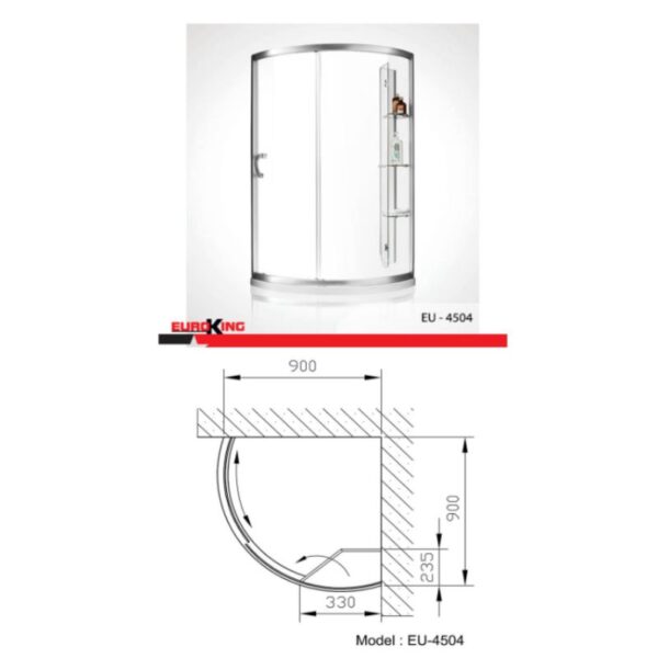 Kích thước bồn tắm đứng vách kính Euroking EU-4504