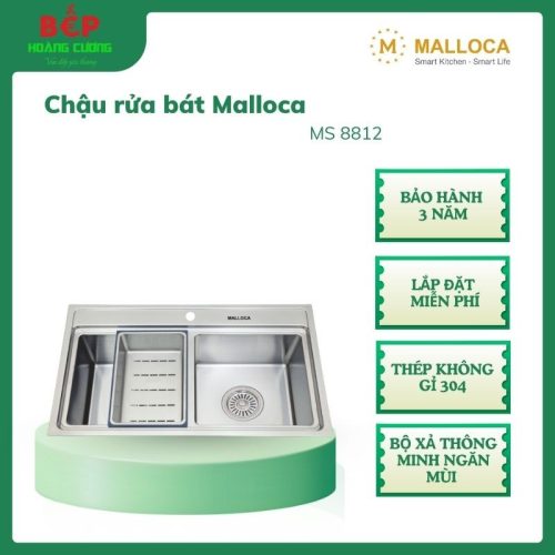 Chậu Rửa Malloca MS 8812 – Bộ Xả Thông Minh Ngăn Mùi – Lắp Âm/Nổi Linh Hoạt Cho Bếp