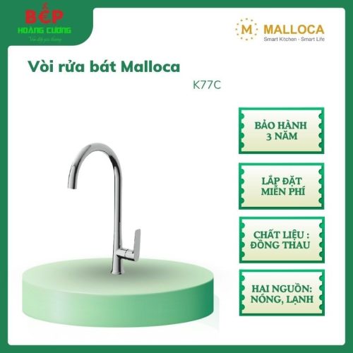 Malloca K77C – Vòi Rửa Chén Đồng Thau Mạ Chrome Sang Trọng, Tích Hợp Bộ Lọc Tạo Bọt