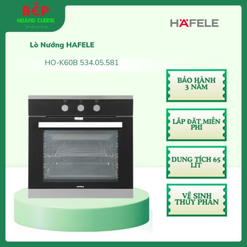 Lò nướng Hafele HO-K60B 534.05.581 – Thiết kế sang trọng, 65L, an toàn với cửa kính 3 lớp