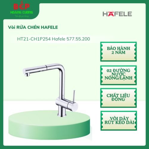 Hafele HT21-CH1P254 Vòi Rửa Bát 577.55.200 – Thiết Kế Hiện Đại – 2 Đường Nước – Chất Liệu Đồng – Màu Chrome Bóng