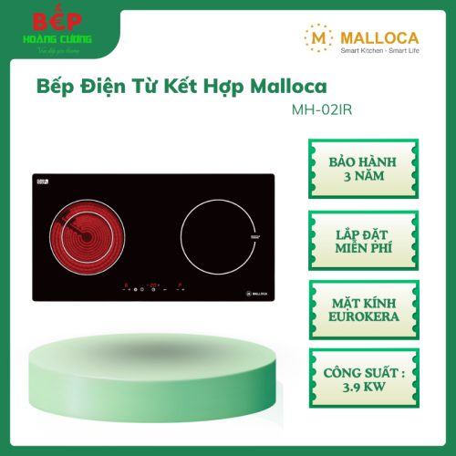 Malloca – Bếp Điện Từ MH-02IR, 2 vùng nấu, điều khiển cảm ứng hiện đại, mặt kính Eurokera bền đẹp