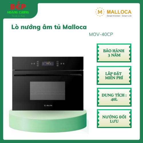 Lò Nướng Âm Tủ Malloca MOV-40CP – 40L, 7 Chức Năng, Mặt Kính Đen, LCD, Hẹn Giờ, An Toàn Trẻ Em