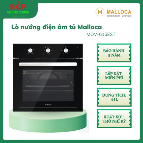 Malloca MOV-615EST - Lò Nướng Điện Âm Tủ 61L – Điều Khiển Cơ, Đèn Halogen, Hẹn Giờ, 5 Chức Năng