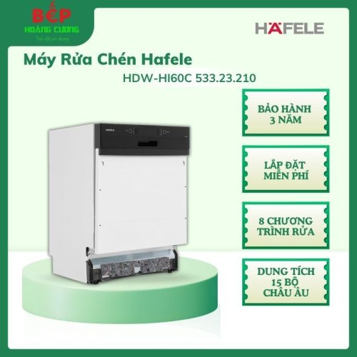 Hafele HDW-HI60C Máy Rửa Chén Âm Bán Phần 533.23.210 – Mặt Kính Đen, Màn Hình LED – Miễn Phí Lắp Đặt