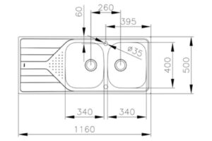Chậu rửa bát Teka UNIVERSE 80 T-XP 2B 1D 115170001 2 kich thuoc chau rua bat teka universe 80 t xp 2b 1d 115170001