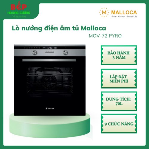 Lò Nướng Điện Âm Tủ MOV-72 PYRO – 70L, Mặt Kính Đen Viền Inox, 9 Chức Năng, Hiệu Suất 3200W