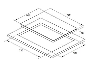 kích thước của Bếp từ đôi Hafele HC-I752B 536.61.787