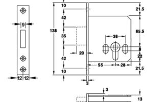 Thiết kế của Thân Khóa Chốt Chết Hafele 911.22.477