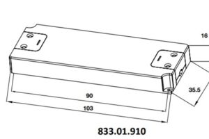 Kích thước của Nguồn đèn Led Stella 12V Cucina 833.01.910 103 x 36 x 16