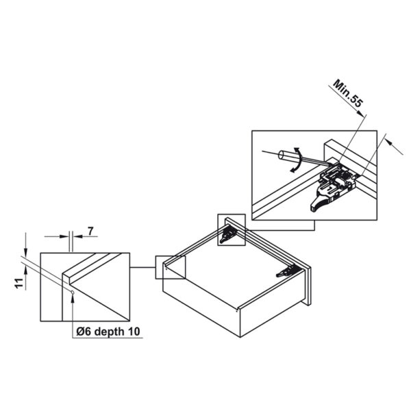 Ray âm EPC EVO Hafele giảm chấn mở 3/4 433.32.502