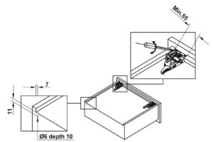 Kích thước của Ray âm EPC EVO Hafele giảm chấn mở 3/4 433.32.505