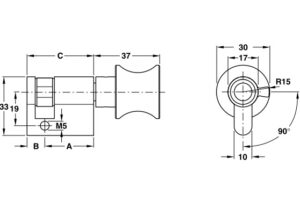 Kích thước của Ruột khóa 1 đầu vặn Hafele 916.08.853, 45,5mm đồng thau