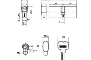 Kích thước của Ruột khóa đầu vặn đầu chìa 70, s Bauma 916.87.826