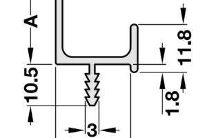 Kích thước của Tay nắm dạng thanh nhôm 3000mm Hafele 126.21.103