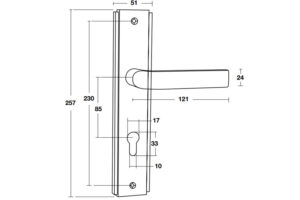 Kích thước của Tay nắm đế dài Bauma BM055-85 905.99.087