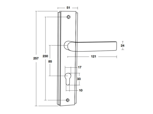 Kích thước của Tay nắm đế dài Bauma BM055-85 905.99.087