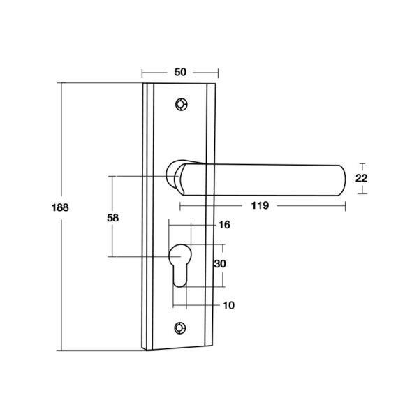 Kích thước của Tay nắm đế dài Bauma BM066-58 905.99.091