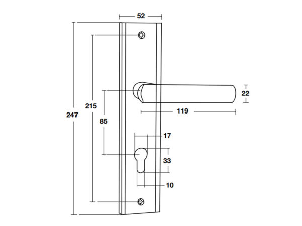 Kích thước của Tay nắm đế dài Bauma BM066-85 905.99.090