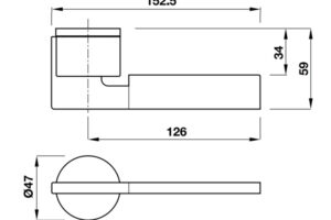 Kích thước của Tay nắm gạt có nắp che M5 Hafele 901.78.285