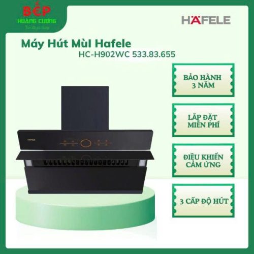 Hafele HC-H902WC Máy Hút Mùi 533.83.655 – Mặt Kính Đen, Cảm Ứng – 3 Mức Hút – Thiết Kế Sang Trọng