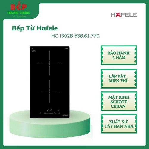 Bếp từ Domino Hafele HC-I302B 536.61.770 – 2 vùng nấu, Xuất xứ Tây Ban Nha, mặt kính Schott Ceran cao cấp