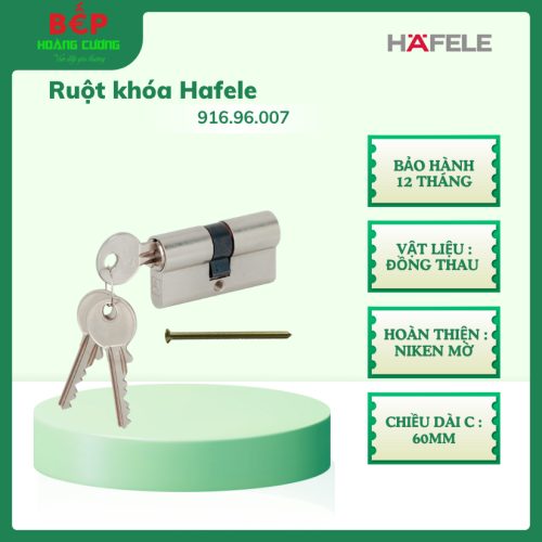 Hafele 916.96.007 ruột khóa 2 đầu chìa, 60mm, chất liệu đồng thau cao cấp, an toàn và dễ lắp đặt.