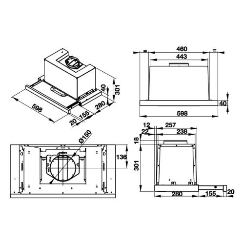 Hafele HH-TG60E 539.81.073 Máy Hút Mùi Âm Tủ 60cm