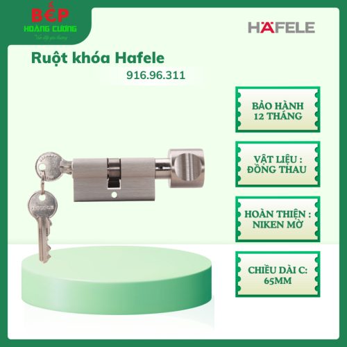 Ruột khóa Hafele 916.96.311 một đầu chìa một đầu vặn, đồng thau, chống khoan, dễ lắp, bền đẹp