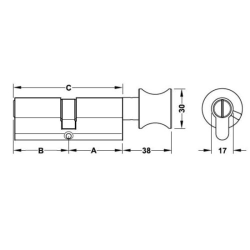 Ruột khóa WC Hafele 916.91.932 71mm, đồng thau bền đẹp, hoàn thiện đen mờ sang trọng.