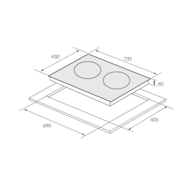 Kích thước của bếp từ kết hợp hồng ngoại 2 vùng nấu Eurosun EU-TE259Pro