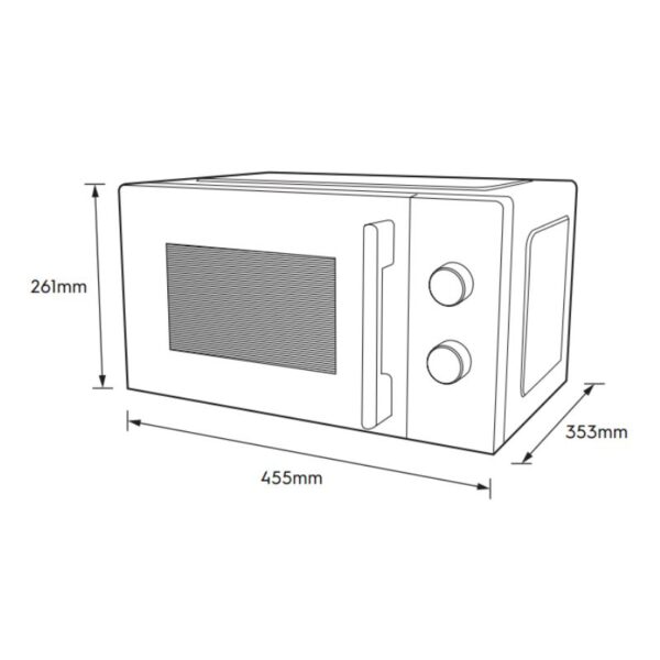 Kích thước lò vi sóng mini 20L Electrolux EMM20K22B