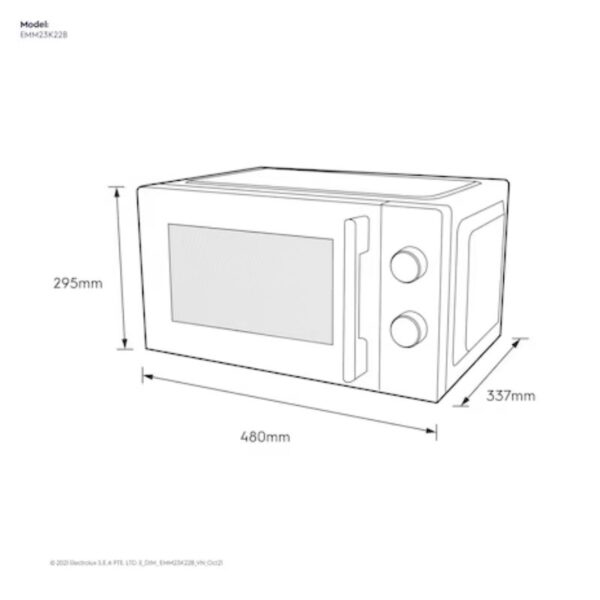 Kích thước lò vi sóng mini 23L Electrolux EMM23K22B