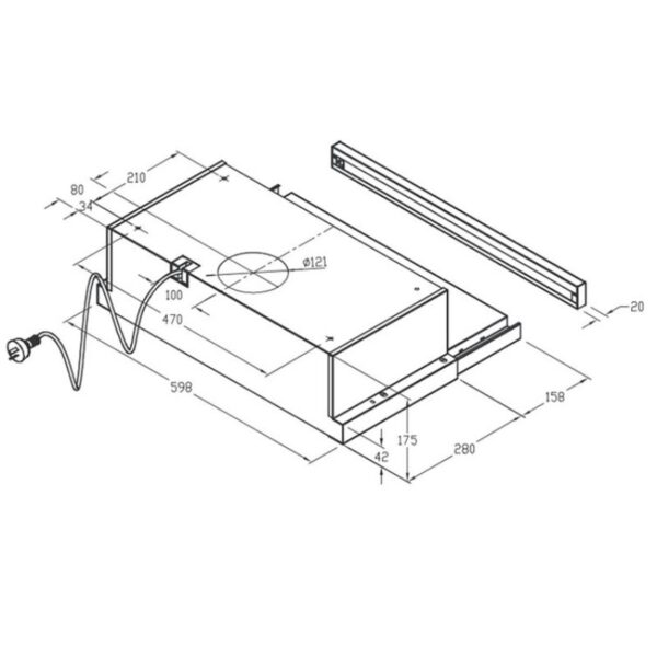 Kích thước máy hút mùi âm tủ Electrolux EFP9520X