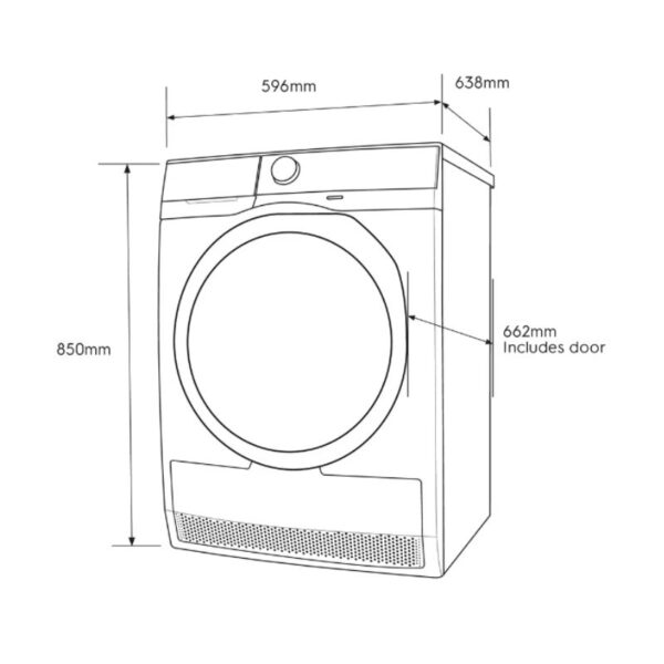 Kích thước máy sấy bơm nhiệt Electrolux 8kg EDH803Q7WB