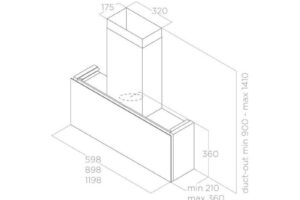Kích thước máy hút mùi áp tường Elica RULES BL/F/90 PRF0163751
