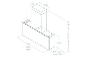 Kích thước máy hút mùi áp tường Elica RULES DEKT/F/90 PRF0163754