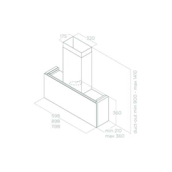 Kích thước máy hút mùi áp tường Elica RULES DEKT/F/90 PRF0163754