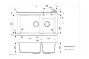 Thiết kế của chậu rửa bát 2 hố Reginox AMSTERDAM 25 HMH.R31100