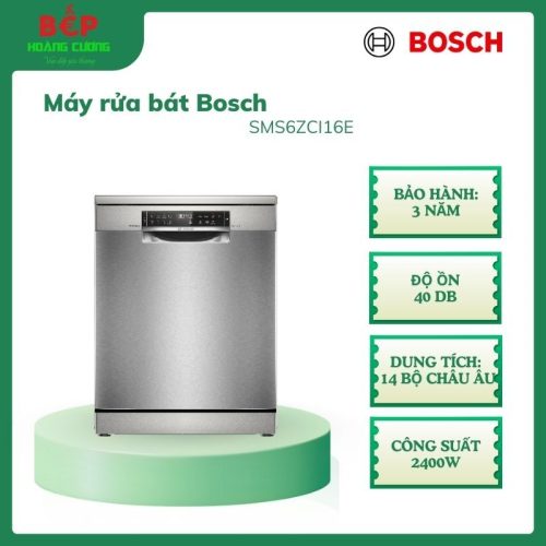 Bosch SMS6ZCI16E máy rửa bát Serie 6, 8 chương trình, sấy Zeolith, bộ lọc tự làm sạch, thép không gỉ