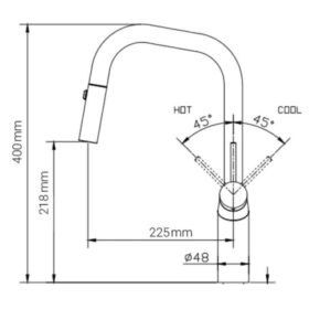 Kích thước vòi rửa bát nóng lạnh Paul Schmitt PA321KS có dây rút