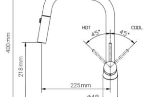 Kích thước vòi rửa bát nóng lạnh Paul Schmitt PA321KS có dây rút