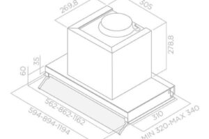 Kích thước máy hút mùi âm tủ Elica PRF0114760