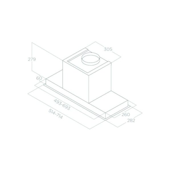 Kích thước máy hút mùi âm tủ Elica HIDDEN 2.0 IXGL/A/60 PRF0097676A