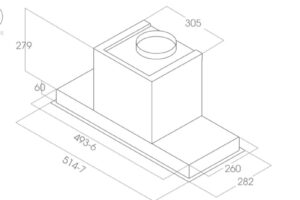 Kích thước máy hút mùi âm tủ Elica HIDDEN 2.0 IXGL/A/90 PRF0097708A