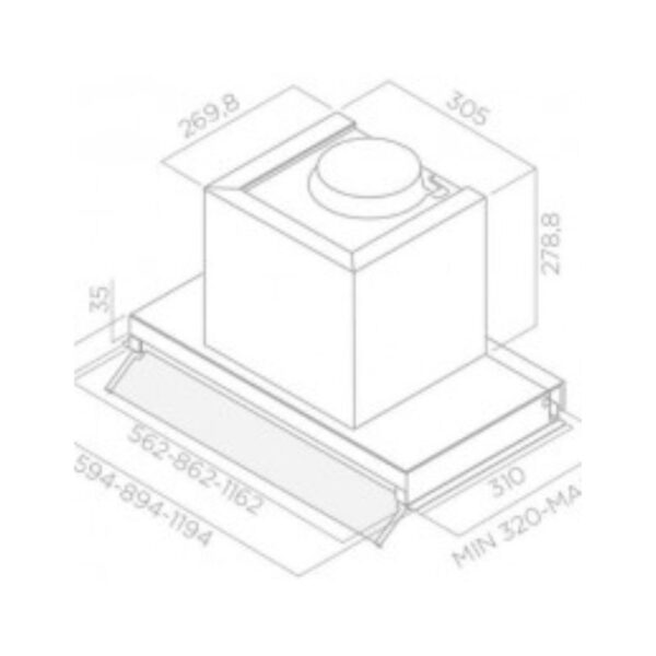 Kích thước máy hút mùi âm tủ Elica PRF0114761