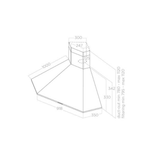 Kích thước máy hút mùi áp tường Elica PRF0121267A